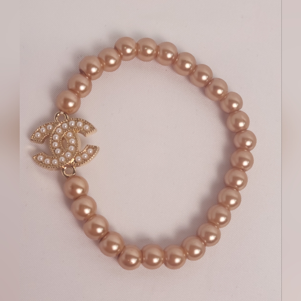 Champagne Color Faux Pearl Stretch Bracelet Chanel Pearl Extender